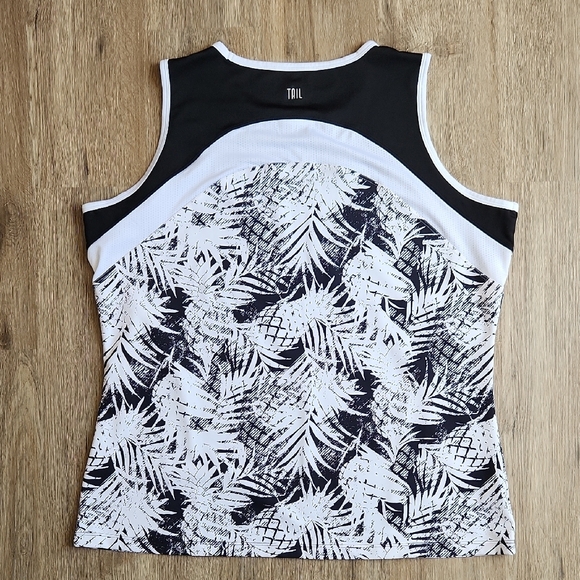 TAIL Black Tank Top with White Palm-Print Panels - Picture 3 of 6